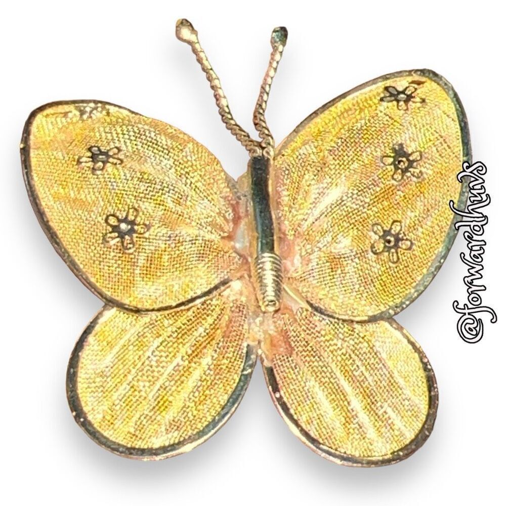Bundle Sale 3 for $15 | Mesh Gold Tone Hand Crafted Butterfly Brooch